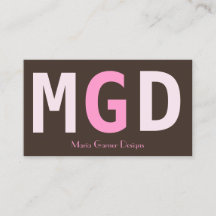 Pink Girl Monogram Business Cards