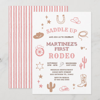 Pink Girl My First Rodeo Cowgirl Geburtstag Einladung