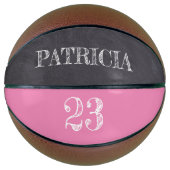 Pink Girl Name Sportnummer Chalkboard Ätzung Basketball (Vorderseite)