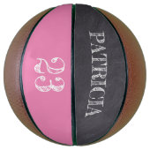 Pink Girl Name Sportnummer Chalkboard Ätzung Basketball (Vertikal)