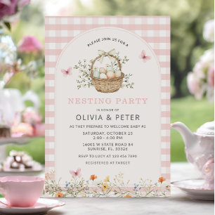 Pink Girl Nesting Party Preppen Sie die Nest Baby Einladung