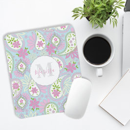 Pink Girl Niedlich Chic Preppy Paisley Monogram Cl Mousepad