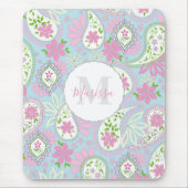 Pink Girl Niedlich Chic Preppy Paisley Monogram Cl Mousepad (Vorne)