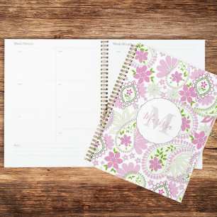 Pink Girl Niedlich Chic Preppy Paisley Print Patte Planer