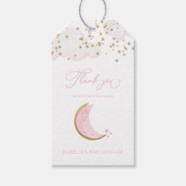 Pink Girl Over Moon Baby Duwer Favor Tag Geschenkanhänger