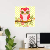 Pink Girl Owl Wall Poster (Heimbüro)