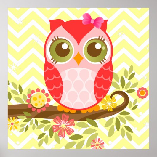 Pink Girl Owl Wall Poster (Vorne)