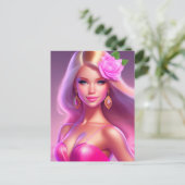 Pink Girl Postkarte (Stehend Vorderseite)