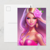 Pink Girl Postkarte (Vorne/Hinten)