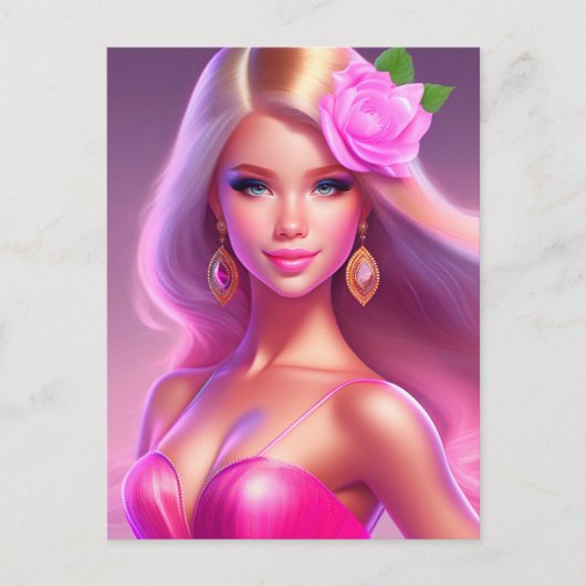 Pink Girl Postkarte (Vorderseite)