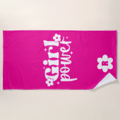 Pink Girl Power Monogramm Strandtuch (Vorderseite)