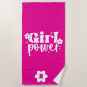 Pink Girl Power Monogramm Strandtuch (Vorderseite)
