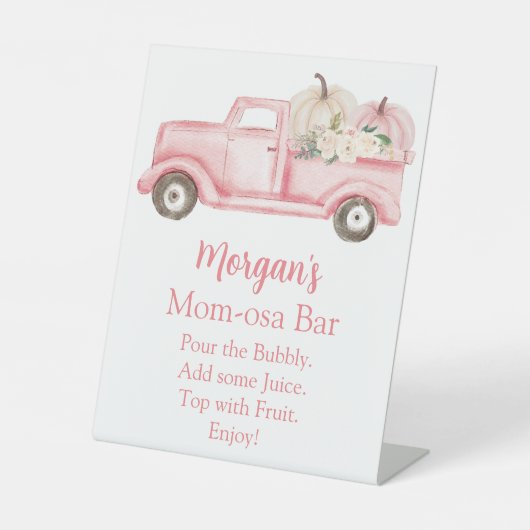 Pink Girl Pumpkin Baby Dusche Mama osa Bar Sockelschild (Vorderseite)