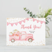Pink Girl Pumpkin Truck Danke Karte (Stehend Vorderseite)