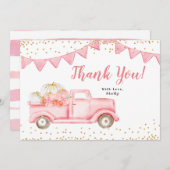 Pink Girl Pumpkin Truck Danke Karte (Vorne/Hinten)