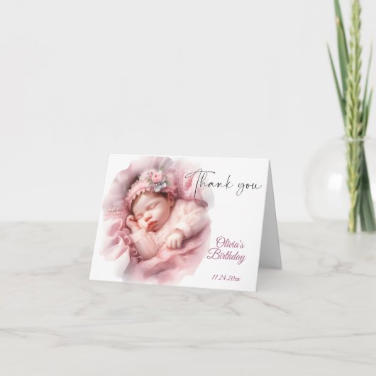 Pink Girl Rainbow Star Geburtstag Dankeskarte (Vorderseite)