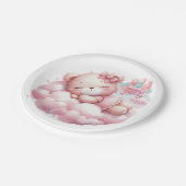 Pink Girl Rainbow Star Geburtstag Pappteller (Schrägansicht)