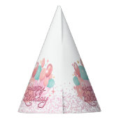 Pink Girl Rainbow Star Geburtstag Partyhütchen (Rückseite)