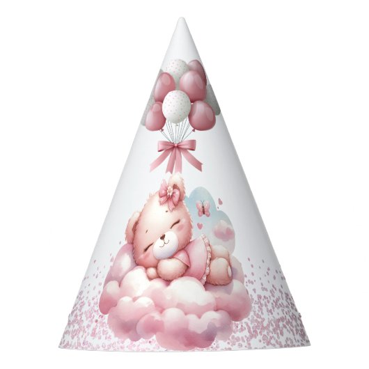 Pink Girl Rainbow Star Geburtstag Partyhütchen (Vorderseite)