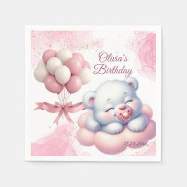 Pink Girl Rainbow Star Geburtstag Serviette