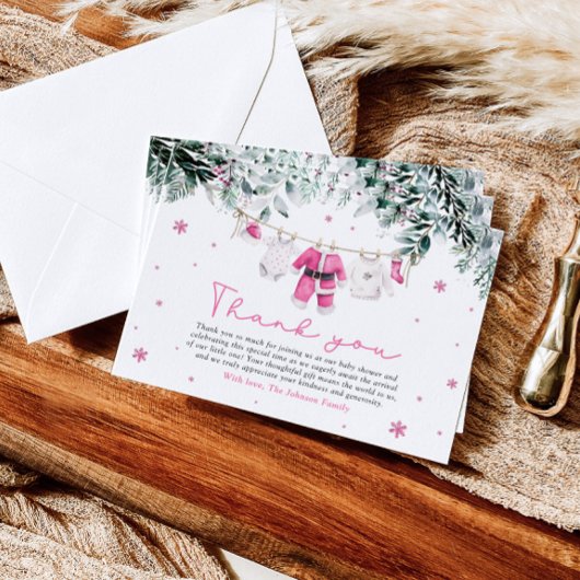 Pink Girl Santa Baby Weihnachtsdusche Dankeskarte