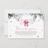 Pink Girl Santa Baby Weihnachtsdusche Dankeskarte (Vorderseite)