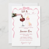 Pink Girl Sip und sehen Babydusche Einladung (Vorderseite)