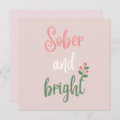 Pink Girl Sober & Bright Sobriety Christmas Card (Vorne/Hinten)