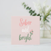 Pink Girl Sober & Bright Sobriety Christmas Card (Stehend Vorderseite)