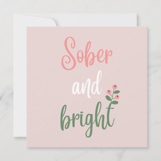 Pink Girl Sober & Bright Sobriety Christmas Card (Vorderseite)
