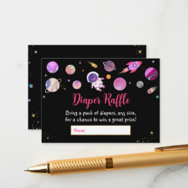 Pink Girl Space Babydusche Windelwanne Begleitkarte