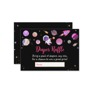 Pink Girl Space Babydusche Windelwanne Begleitkarte