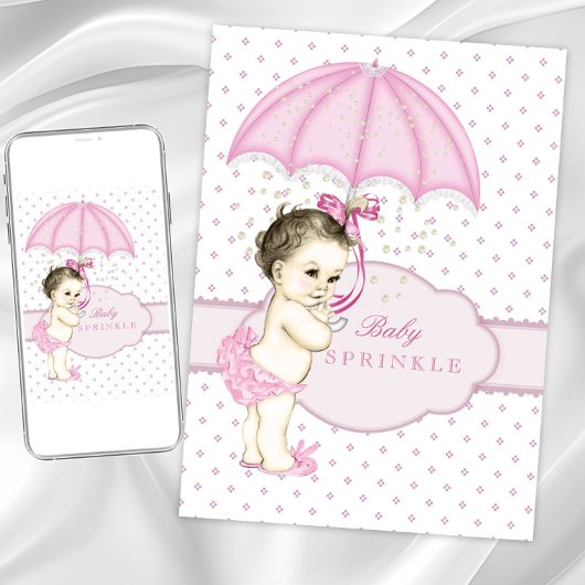 Pink Girl Sprinkle Babydusche Einladung