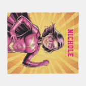 Pink Girl Superhero Birthday Party Fleecedecke (Vorderseite (Horizontal))
