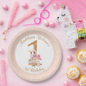Pink Girl Swan 1. Geburtstag Papierplatte Pappteller (Party)