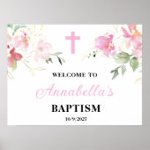 Pink Girl Taufe Begrüßungszeichen Poster (Vorne)