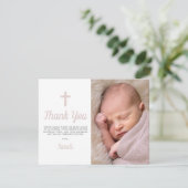 Pink-Girl-Taufe Christening-Foto Dankeskarte (Stehend Vorderseite)