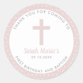 Pink Girl Taufe Christening Gefallen Vielen Dank Runder Aufkleber