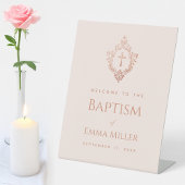 Pink Girl Taufe Rose Gold Wappen Elegante Willkomm Sockelschild