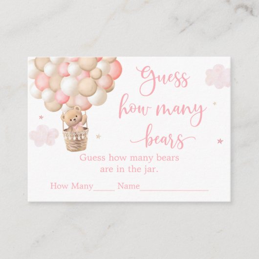 Pink Girl Teddy Bärendusche schätzt wie viele Begleitkarte (Vorderseite)