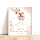 Pink Girl Teddy Bear Baby Dusche Willkommen Poster