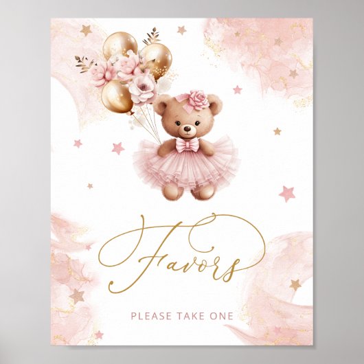 Pink Girl Teddy Bear Baby Duwer Favoriten Poster (Vorne)
