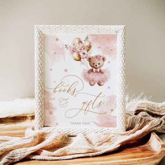 Pink Girl Teddy Bear Babydusche Bücher & Geschenke Poster