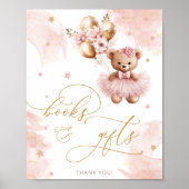 Pink Girl Teddy Bear Babydusche Bücher & Geschenke Poster (Vorne)