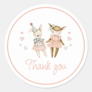 Pink Girl Toys Rustic Baby Dusche Vielen Dank Runder Aufkleber