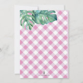 Pink Girl Tropical Sea Turtle Gingham Birthday Einladung (Rückseite)