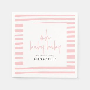 Pink Girl Twin Baby Dusche Typografie moderne Part Serviette