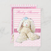 Pink Girl Vintag Bunny Baby Dusche Einladung (Vorne/Hinten)