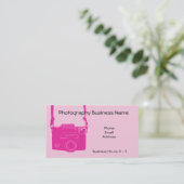 Pink Girl Vintag Camera Business Card Visitenkarte (Stehend Vorderseite)