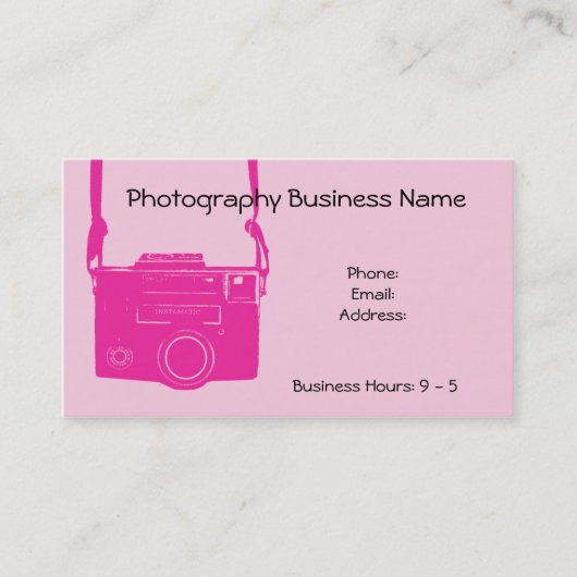Pink Girl Vintag Camera Business Card Visitenkarte (Vorderseite)